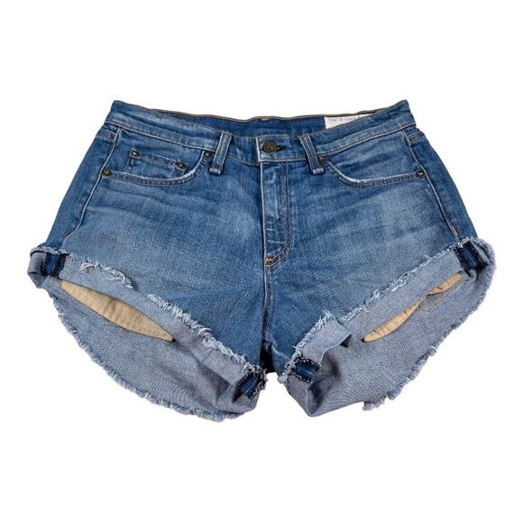 Rag & Bone Jean Shorts Blue Denim Raw Edge Cut Off Classic 25 - Picture 1 of 5